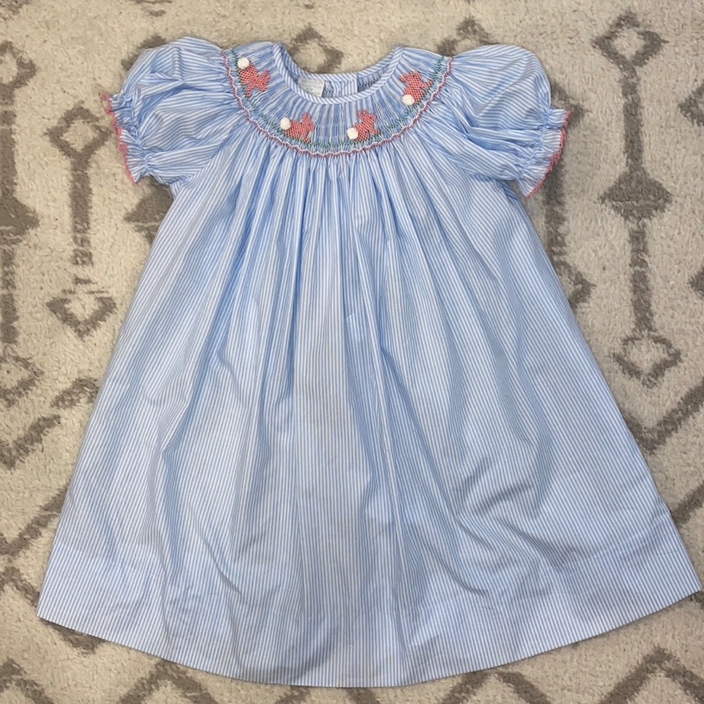 24M Smocked Easter Bunny Dress!